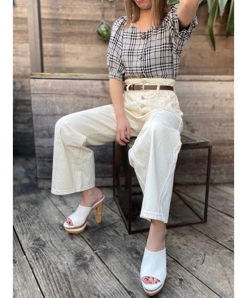 one way（ワンウェイ）の「フロントボタンチェックボリュームスリーブ（シャツ/ブラウス・レディース・ブラック/ベージュ・FREE）」の11枚目の写真