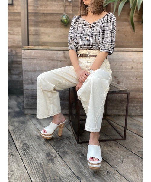 one way（ワンウェイ）の「フロントボタンチェックボリュームスリーブ（シャツ/ブラウス・レディース・ブラック/ベージュ・FREE）」の10枚目の写真