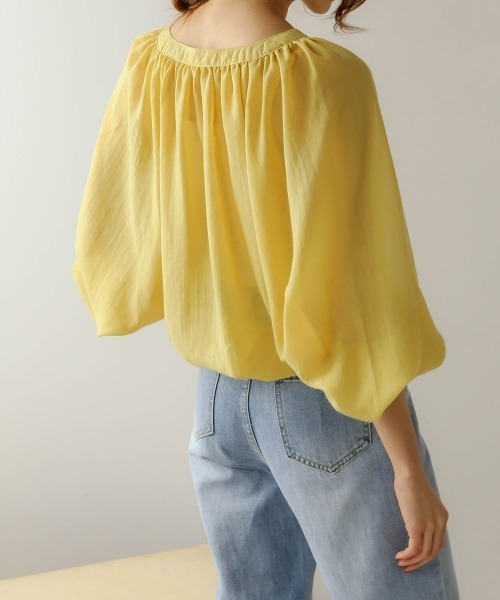 Bab(バブ)の「【WEB限定】2WAYバルーンスリーブブラウス/シースルーギャザートップス(シャツ/ブラウス・レディース・ブラック/オフホワイト/イエロー・38)」の22枚目の写真