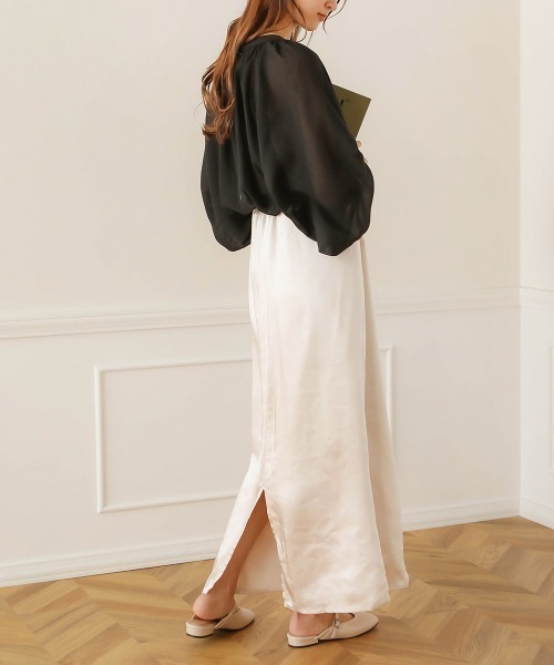 Bab(バブ)の「【WEB限定】2WAYバルーンスリーブブラウス/シースルーギャザートップス(シャツ/ブラウス・レディース・ブラック/オフホワイト/イエロー・38)」の6枚目の写真