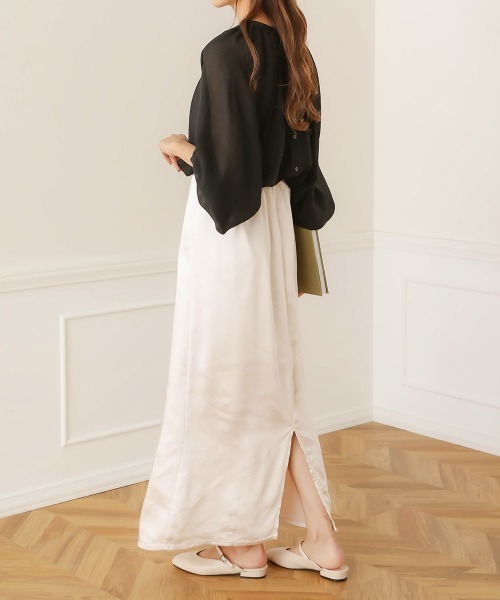 Bab(バブ)の「【WEB限定】2WAYバルーンスリーブブラウス/シースルーギャザートップス(シャツ/ブラウス・レディース・ブラック/オフホワイト/イエロー・38)」の8枚目の写真