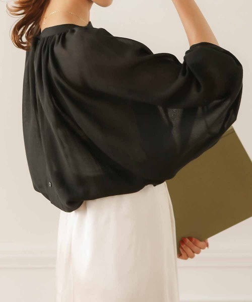 Bab(バブ)の「【WEB限定】2WAYバルーンスリーブブラウス/シースルーギャザートップス(シャツ/ブラウス・レディース・ブラック/オフホワイト/イエロー・38)」の5枚目の写真