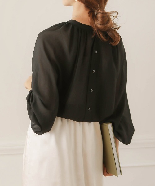 Bab(バブ)の「【WEB限定】2WAYバルーンスリーブブラウス/シースルーギャザートップス(シャツ/ブラウス・レディース・ブラック/オフホワイト/イエロー・38)」の7枚目の写真