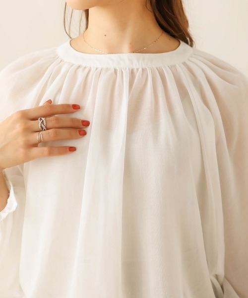 Bab(バブ)の「【WEB限定】2WAYバルーンスリーブブラウス/シースルーギャザートップス(シャツ/ブラウス・レディース・ブラック/オフホワイト/イエロー・38)」の10枚目の写真