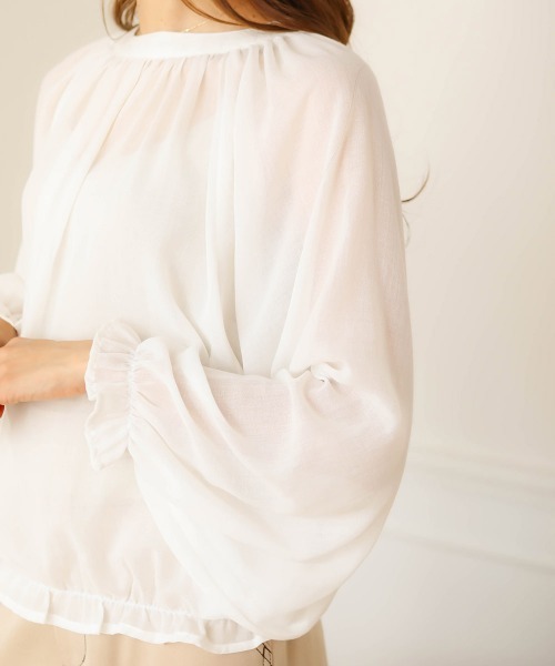 Bab(バブ)の「【WEB限定】2WAYバルーンスリーブブラウス/シースルーギャザートップス(シャツ/ブラウス・レディース・ブラック/オフホワイト/イエロー・38)」の11枚目の写真