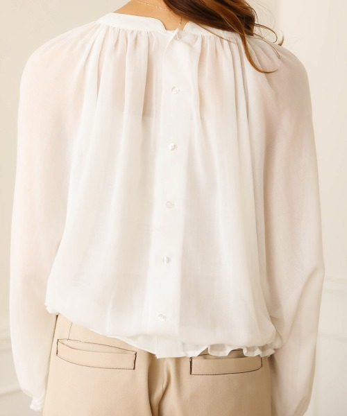 Bab(バブ)の「【WEB限定】2WAYバルーンスリーブブラウス/シースルーギャザートップス(シャツ/ブラウス・レディース・ブラック/オフホワイト/イエロー・38)」の14枚目の写真