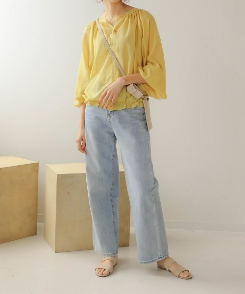 Bab(バブ)の「【WEB限定】2WAYバルーンスリーブブラウス/シースルーギャザートップス(シャツ/ブラウス・レディース・ブラック/オフホワイト/イエロー・38)」の21枚目の写真