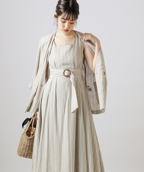 natural couture(ナチュラルクチュール)の「【WEB限定カラー有り】リネンバッククロスジャンバースカート(ジャンパースカート・レディース・ブラック/ベージュ/カーキ/オレンジ/ストライプ・FREE)」の19枚目の写真