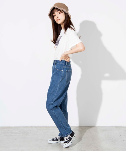 WEGO（ウィゴー）の「WEGO/デニムハイウエストスラウチパンツ（デニムパンツ・レディース・インディゴブルー・SMALL/MEDIUM）」の4枚目の写真