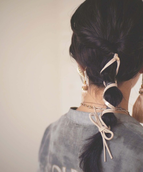 セール】スエードライク リボン ポニーフック_（その他ヘア  