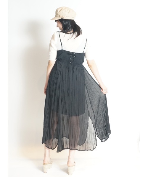 one way（ワンウェイ）の「ワッシャーシアーキャミワンピ（ワンピース・レディース・ピンク/ライトグレー/ベージュ/ブラック・FREE）」の2枚目の写真