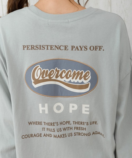 SpRay（スプレイ）の「ＢＡＣＫオーバル貼付けロングTシャツ（Tシャツ/カットソー・レディース・アイボリー/チャコールグレー/グレイッシュベージュ/グリーン/ブルー/ラベンダー・FREE）」の14枚目の写真