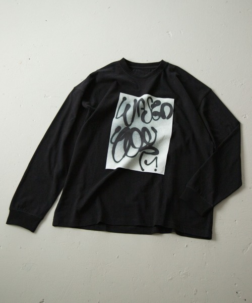 LOWRYS FARM(ローリーズファーム)の「R.KAMIYAMAロンT 897933(Tシャツ/カットソー・メンズ・ホワイト系その他/ホワイト系その他2/ブラック・MEDIUM/LARGE)」の1枚目の写真