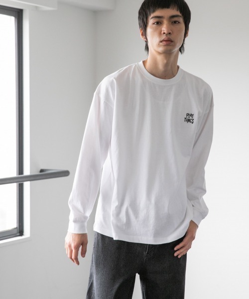 LOWRYS FARM(ローリーズファーム)の「R.KAMIYAMAロンT 897933(Tシャツ/カットソー・メンズ・ホワイト系その他/ホワイト系その他2/ブラック・MEDIUM/LARGE)」の4枚目の写真