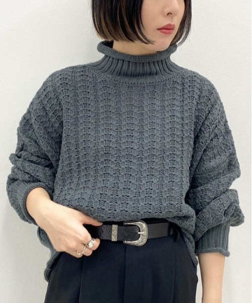 apres jour mignon(アプレジュールミニョン)の「ロールハイネックケーブルニット【ZOZOTOWN限定アイテム】(ニット/セーター・レディース・ダークブラウン/モスグリーン/ホワイト系その他/ダークブルー・X-LARGE/フリー)」の17枚目の写真