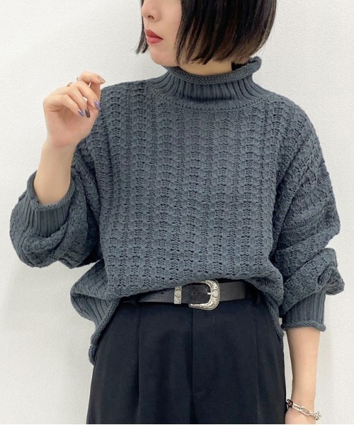 apres jour mignon(アプレジュールミニョン)の「ロールハイネックケーブルニット【ZOZOTOWN限定アイテム】(ニット/セーター・レディース・ダークブラウン/モスグリーン/ホワイト系その他/ダークブルー・X-LARGE/フリー)」の19枚目の写真