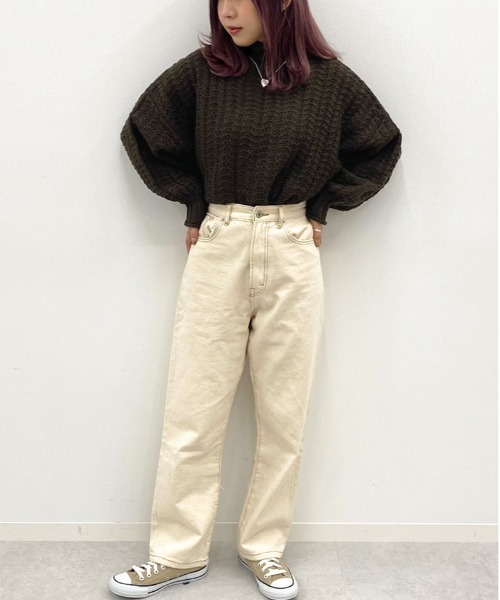 apres jour mignon(アプレジュールミニョン)の「ロールハイネックケーブルニット【ZOZOTOWN限定アイテム】(ニット/セーター・レディース・ダークブラウン/モスグリーン/ホワイト系その他/ダークブルー・X-LARGE/フリー)」の9枚目の写真