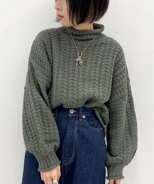 apres jour mignon(アプレジュールミニョン)の「ロールハイネックケーブルニット【ZOZOTOWN限定アイテム】(ニット/セーター・レディース・ダークブラウン/モスグリーン/ホワイト系その他/ダークブルー・X-LARGE/フリー)」の12枚目の写真