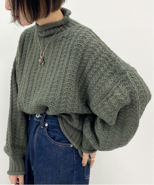 apres jour mignon(アプレジュールミニョン)の「ロールハイネックケーブルニット【ZOZOTOWN限定アイテム】(ニット/セーター・レディース・ダークブラウン/モスグリーン/ホワイト系その他/ダークブルー・X-LARGE/フリー)」の13枚目の写真