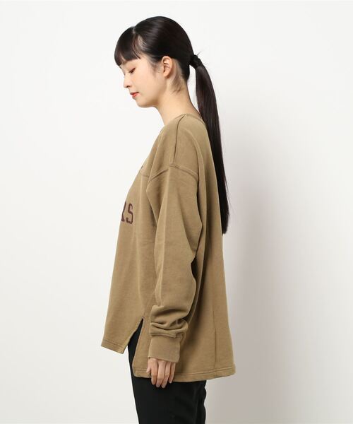 CUBE SUGAR（キューブシュガー）の「CUBE SUGAR/キューブシュガー　30/10裏毛パウダー加工 前後プリントチュニック（チュニック・レディース・チャコールグレー/モカ/ブルー・FREE）」の15枚目の写真