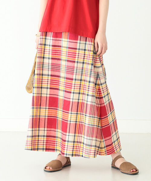 BEAMS BOY（ビームスボーイ）の「BEAMS BOY / マドラスチェック Aライン スカート（スカート・レディース・レッド/ダークグリーン/ブルー・ONE SIZE）」の4枚目の写真