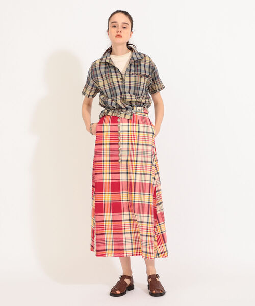 BEAMS BOY（ビームスボーイ）の「BEAMS BOY / マドラスチェック Aライン スカート（スカート・レディース・レッド/ダークグリーン/ブルー・ONE SIZE）」の7枚目の写真
