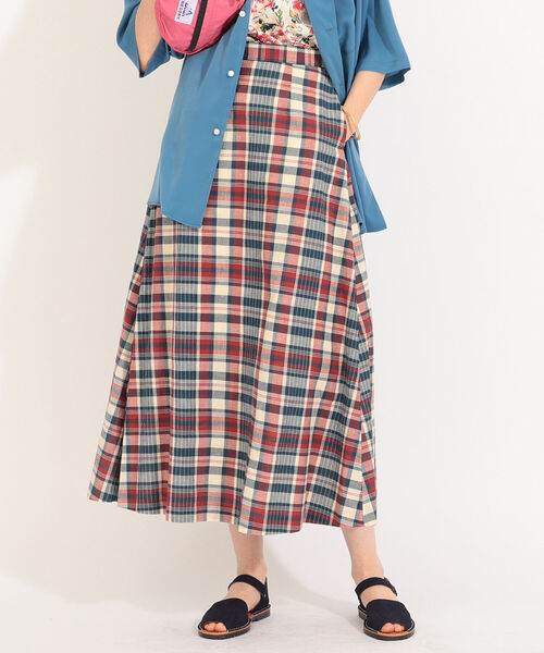 BEAMS BOY（ビームスボーイ）の「BEAMS BOY / マドラスチェック Aライン スカート（スカート・レディース・レッド/ダークグリーン/ブルー・ONE SIZE）」の8枚目の写真
