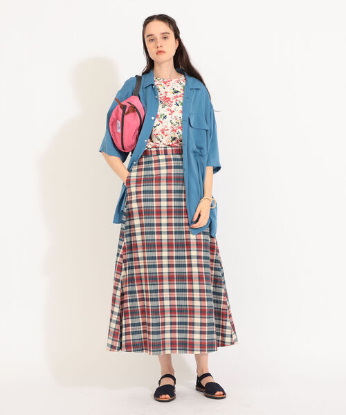 BEAMS BOY（ビームスボーイ）の「BEAMS BOY / マドラスチェック Aライン スカート（スカート・レディース・レッド/ダークグリーン/ブルー・ONE SIZE）」の9枚目の写真
