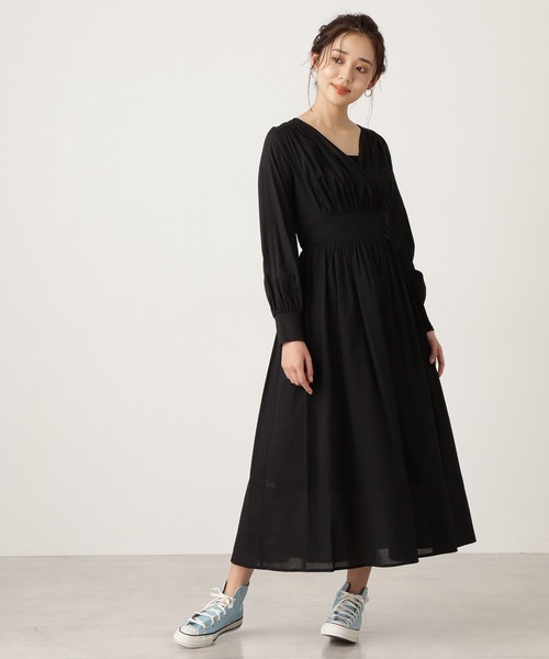 N.（N. Natural Beauty Basic）（エヌエヌナチュラルビューティーベーシック）の「◆コットンローンカシュレースアップワンピース（ワンピース・レディース・ブラック/モカ/ラベンダー/ライトグリーン・MEDIUM）」の5枚目の写真