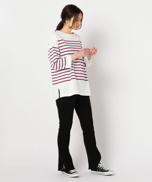 fredy repit(フレディレピ)の「パネルボーダー天竺プルオーバーカットソー(Tシャツ/カットソー・レディース・パープル系3/ブラウン系その他3/イエロー系3・38)」の17枚目の写真