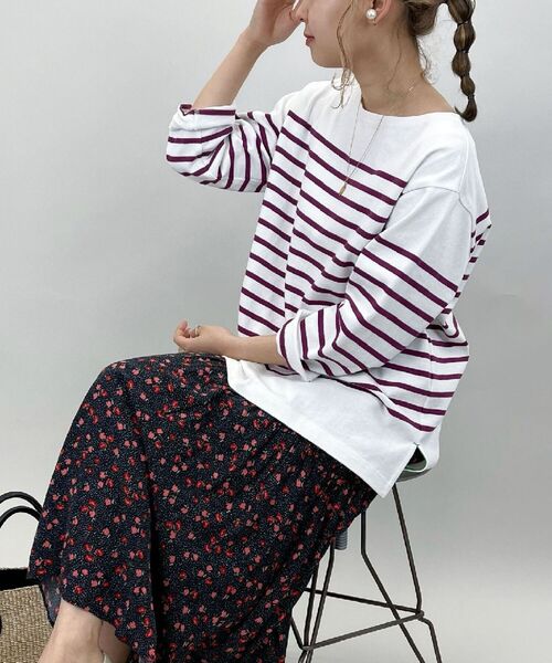 fredy repit(フレディレピ)の「パネルボーダー天竺プルオーバーカットソー(Tシャツ/カットソー・レディース・パープル系3/ブラウン系その他3/イエロー系3・38)」の6枚目の写真