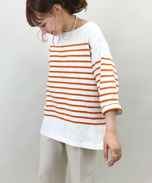 fredy repit(フレディレピ)の「パネルボーダー天竺プルオーバーカットソー(Tシャツ/カットソー・レディース・パープル系3/ブラウン系その他3/イエロー系3・38)」の7枚目の写真