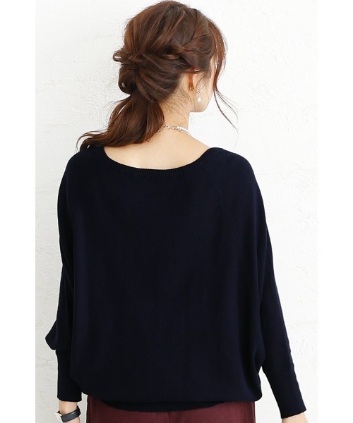 ElegChic(エレグシック)の「Vネックドルマンニットソー(ニット/セーター・レディース・ネイビー/ダークグリーン/グレイッシュベージュ・M/XL/4L)」の18枚目の写真