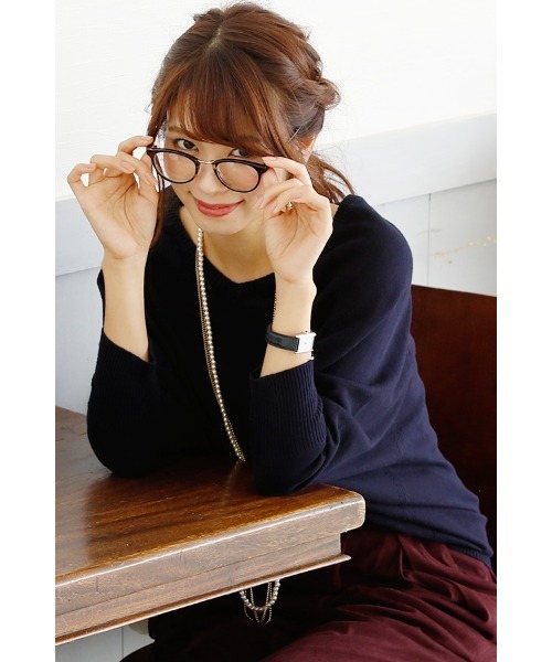 ElegChic(エレグシック)の「Vネックドルマンニットソー(ニット/セーター・レディース・ネイビー/ダークグリーン/グレイッシュベージュ・M/XL/4L)」の10枚目の写真
