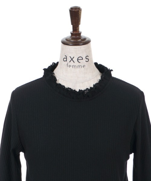 axes femme(アクシーズファム)の「袖口レースデザインリブPO(Tシャツ/カットソー・レディース・ピンク/キナリ/ブラック・MEDIUM)」の5枚目の写真