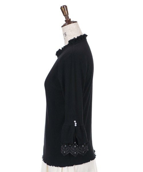 axes femme(アクシーズファム)の「袖口レースデザインリブPO(Tシャツ/カットソー・レディース・ピンク/キナリ/ブラック・MEDIUM)」の13枚目の写真