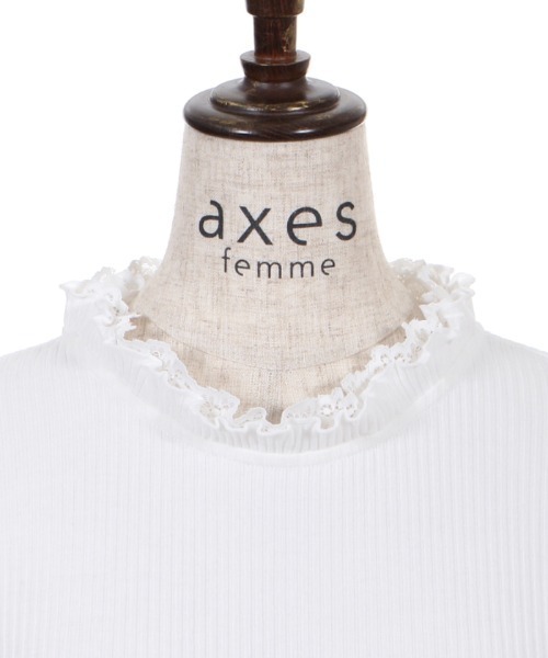 axes femme(アクシーズファム)の「袖口レースデザインリブPO(Tシャツ/カットソー・レディース・ピンク/キナリ/ブラック・MEDIUM)」の4枚目の写真