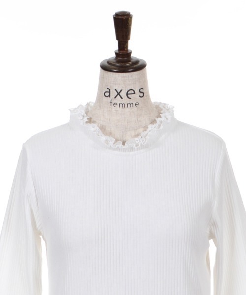 axes femme(アクシーズファム)の「袖口レースデザインリブPO(Tシャツ/カットソー・レディース・ピンク/キナリ/ブラック・MEDIUM)」の12枚目の写真