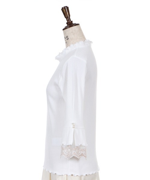 axes femme(アクシーズファム)の「袖口レースデザインリブPO(Tシャツ/カットソー・レディース・ピンク/キナリ/ブラック・MEDIUM)」の8枚目の写真