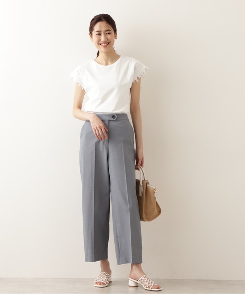 NATURAL BEAUTY BASIC（ナチュラルビューティーベーシック）の「ボタンポイントストレートパンツ（その他パンツ・レディース・ダークブルー/ブラウン/オフホワイト・X-SMALL/MEDIUM/SMALL）」の8枚目の写真