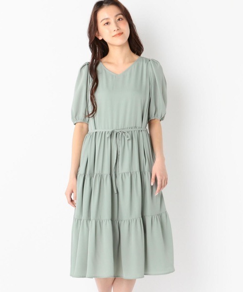 MEW'S REFINED CLOTHES（ミューズリファインドクローズ）の「前後2wayティアードワンピース（ワンピース・レディース・ブラック/ホワイト/ライトグリーン・MEDIUM）」の3枚目の写真
