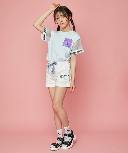 JENNI love（ジェニィラブ）の「接触冷感ロールアップツイルショーパン（その他パンツ・キッズ・オフホワイト/ミント/ブラック・130cm/140cm/150cm/160cm）」の4枚目の写真