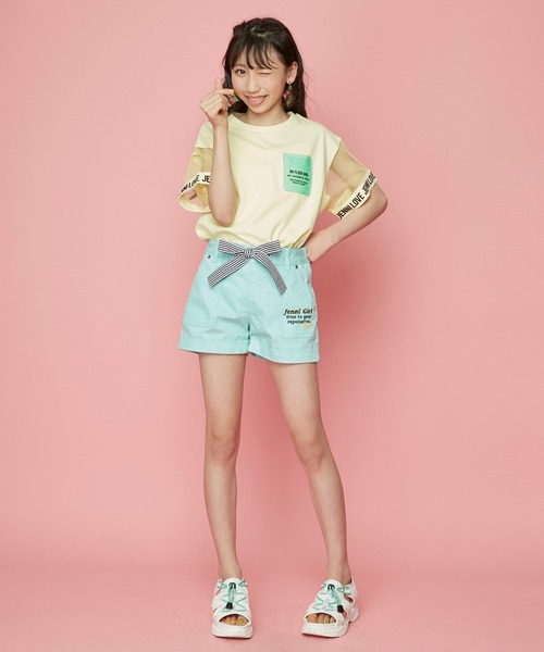 JENNI love（ジェニィラブ）の「接触冷感ロールアップツイルショーパン（その他パンツ・キッズ・オフホワイト/ミント/ブラック・130cm/140cm/150cm/160cm）」の7枚目の写真