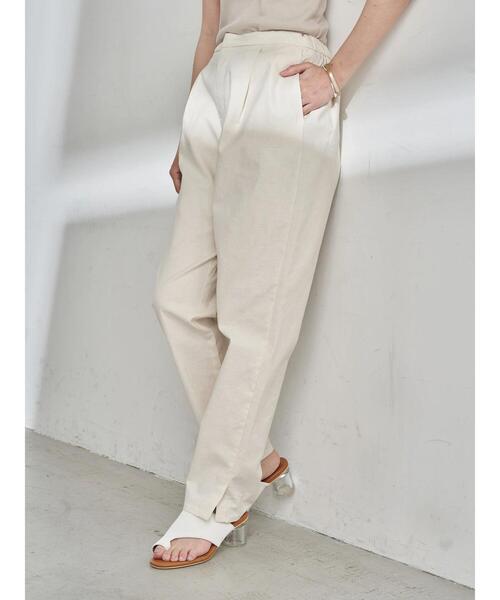 earth music&ecology（アースミュージックアンドエコロジー）の「コットンリネンテーパードパンツ　＊（その他パンツ・レディース・アイボリー/ブラック/チェック/ベージュ・M/S/L）」の6枚目の写真