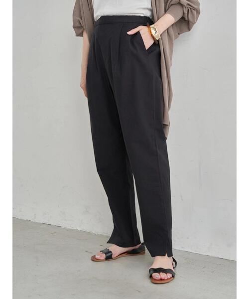 earth music&ecology（アースミュージックアンドエコロジー）の「コットンリネンテーパードパンツ　＊（その他パンツ・レディース・アイボリー/ブラック/チェック/ベージュ・M/S/L）」の5枚目の写真