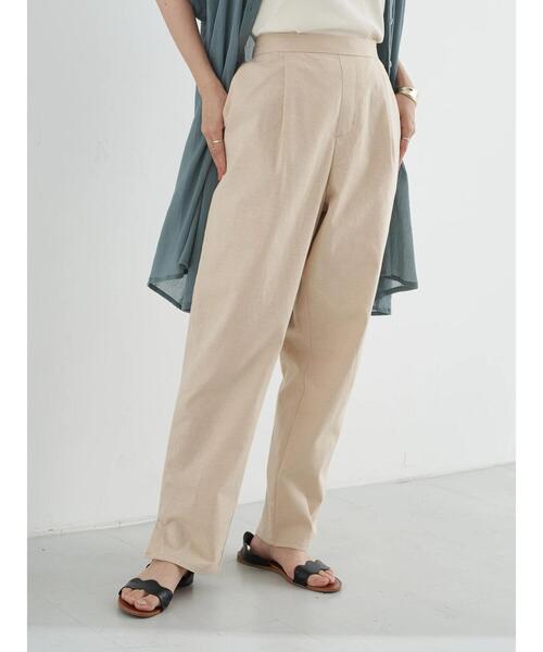 earth music&ecology（アースミュージックアンドエコロジー）の「コットンリネンテーパードパンツ　＊（その他パンツ・レディース・アイボリー/ブラック/チェック/ベージュ・M/S/L）」の7枚目の写真