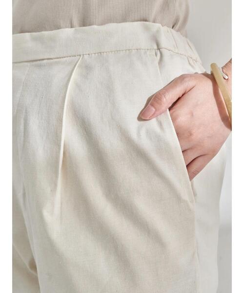 earth music&ecology（アースミュージックアンドエコロジー）の「コットンリネンテーパードパンツ　＊（その他パンツ・レディース・アイボリー/ブラック/チェック/ベージュ・M/S/L）」の11枚目の写真