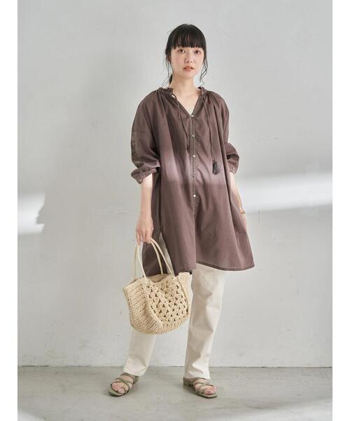 earth music&ecology（アースミュージックアンドエコロジー）の「コットンリネンテーパードパンツ　＊（その他パンツ・レディース・アイボリー/ブラック/チェック/ベージュ・M/S/L）」の14枚目の写真