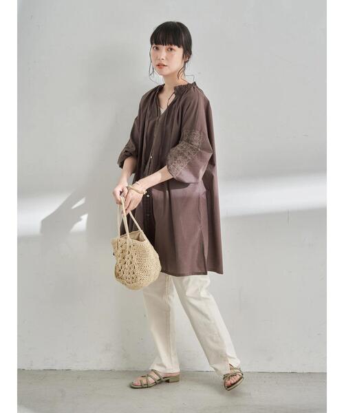 earth music&ecology（アースミュージックアンドエコロジー）の「コットンリネンテーパードパンツ　＊（その他パンツ・レディース・アイボリー/ブラック/チェック/ベージュ・M/S/L）」の15枚目の写真