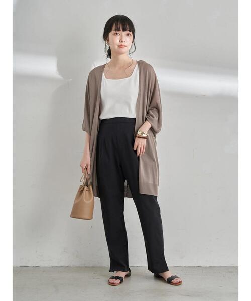 earth music&ecology（アースミュージックアンドエコロジー）の「コットンリネンテーパードパンツ　＊（その他パンツ・レディース・アイボリー/ブラック/チェック/ベージュ・M/S/L）」の19枚目の写真